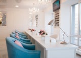 Beauty shop interior, professional manicure and pedicure service, nobody. Beautician salon, Cosmetologist studio