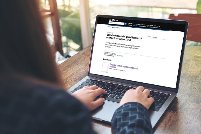 SIC code companies house register a business name