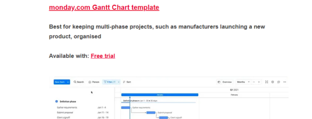 monday.com Gantt chart template 1