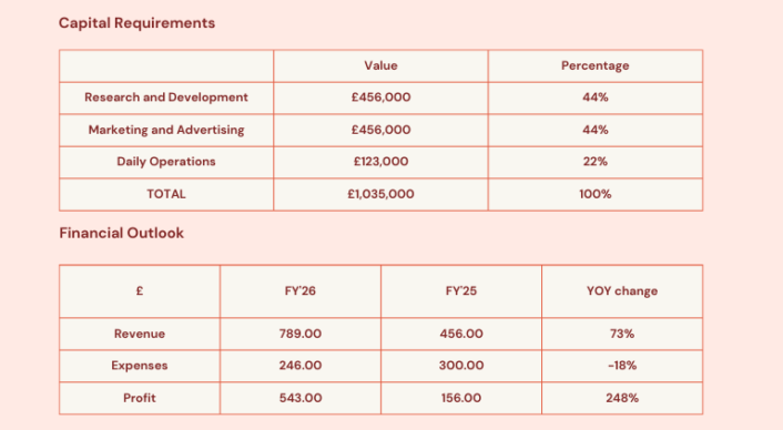 Example of an cash forecast in a business plan for a Birmingham restaurant called 'The Plew'